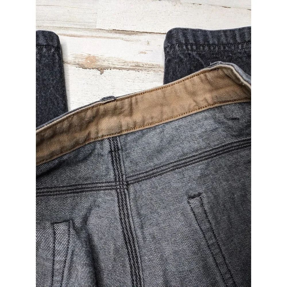 Duluth‎ Trading Co Mens 42 x 32 Jeans Black Washed Denim Thick Reinforced Hem